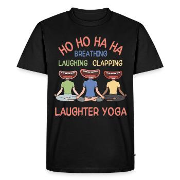 Respirer, rire, applaudir, rire yoga - T-shirt Premium bio Homme - noir - Devant - Nico (187cm)
