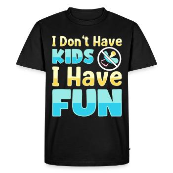 Je n’ai pas d’enfants, je m’amuse, je suis - T-shirt Premium bio Homme - noir - Devant - Nico (187cm)