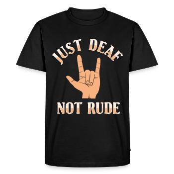 ASL Just Deaf Pas Rude Sign Language - T-shirt Premium bio Homme - noir - Devant - Nico (187cm)