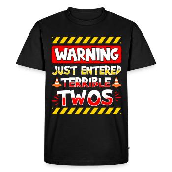Avertissement de l’apparition des terribles jumeaux - T-shirt Premium bio Homme - noir - Devant - Nico (187cm)