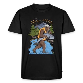 Graphique de pêche au saumon Bigfoot - T-shirt Premium bio Homme - noir - Devant - Nico (187cm)