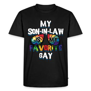 Mon gendre est mon gay préféré - T-shirt Premium bio Homme - noir - Devant - Nico (187cm)