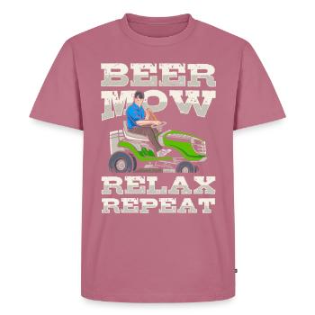 Lawn mowing, lawn mowers, gardeners, gardening - Men's Premium Organic T-Shirt - mauve - Front - Nico (187cm)