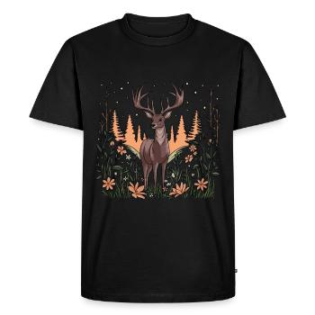 Deer Lover Cottagecore Esthétique - T-shirt Premium bio Homme - noir - Devant - Nico (187cm)