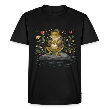 Frog Lover Cottagecore Aesthetic - Men's Premium Organic T-Shirt - black - Front - Nico (187cm)