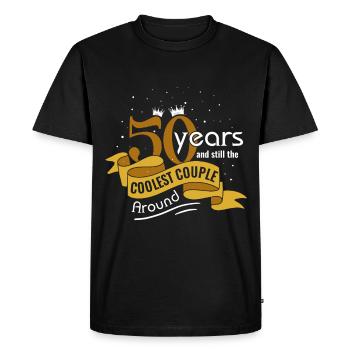 50. Anniversaire de mariage Mari Femme Relation de mariage - T-shirt Premium bio Homme - noir - Devant - Nico (187cm)