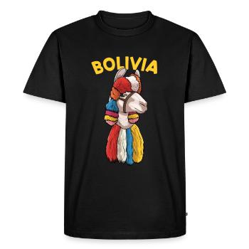Drapeau bolivien Amateurs d’alpaga boliviens - T-shirt Premium bio Homme - noir - Devant - Nico (187cm)