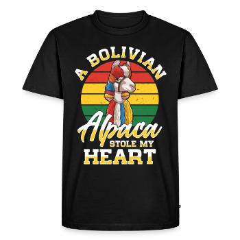 Drapeau bolivien Amateurs d’alpaga boliviens - T-shirt Premium bio Homme - noir - Devant - Nico (187cm)
