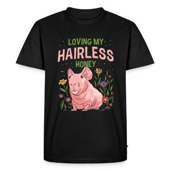 Hairless guinea pig Skinny piggy - Men's Premium Organic T-Shirt - black - Front - Nico (187cm)