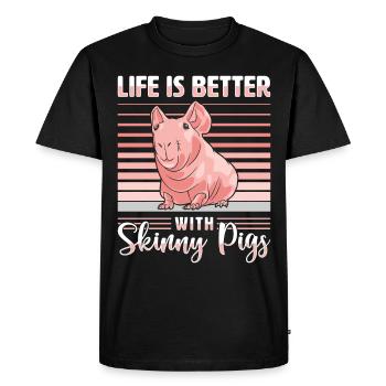 Hairless guinea pig Skinny piggy - Men's Premium Organic T-Shirt - black - Front - Nico (187cm)