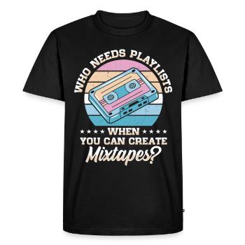 Vintage Music Lover Retro Cassette Tape 80s - T-shirt Premium bio Homme - noir - Devant - Nico (187cm)