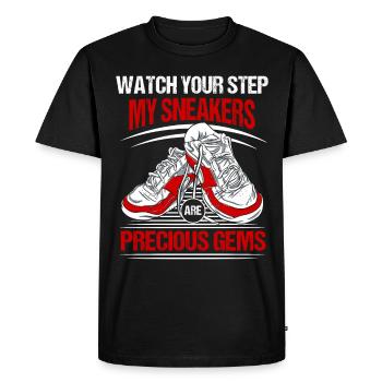 Chaussure Collector Shoemaker Sneaker Addict - T-shirt Premium bio Homme - noir - Devant - Nico (187cm)
