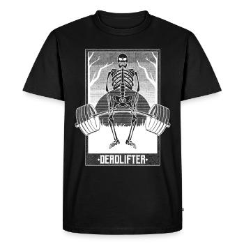 Deadlifter Skeleton Bodybuilding Fitness Workout - Men's Premium Organic T-Shirt - black - Front - Nico (187cm)