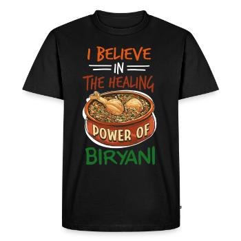 Indian food foodies, biryani, lovers, - Men's Premium Organic T-Shirt - black - Front - Nico (187cm)