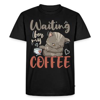 Buveur de caféine Amateur de café Petit déjeuner Kitty - T-shirt Premium bio Homme - noir - Devant - Nico (187cm)