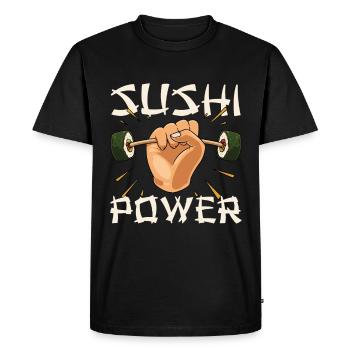 Japanese Food Sushi Gym Nigiri Sushi Roll - Men's Premium Organic T-Shirt - black - Front - Nico (187cm)