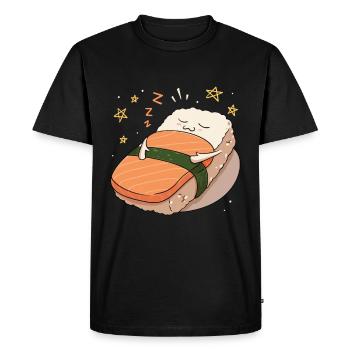 Cuisine japonaise J’adore les sushis amoureux nigiri - T-shirt Premium bio Homme - noir - Devant - Nico (187cm)