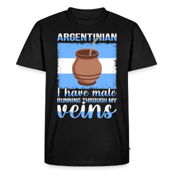 Argentina flag Argentine yerba mate tea - Men's Premium Organic T-Shirt - black - Front - Nico (187cm)