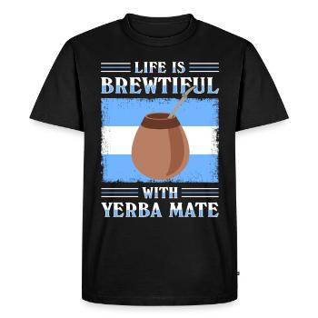 Argentina flag Argentine yerba mate tea - Men's Premium Organic T-Shirt - black - Front - Nico (187cm)