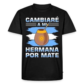 Drapeau de l’Argentine Thé yerba maté argentin - T-shirt Premium bio Homme - noir - Devant - Nico (187cm)