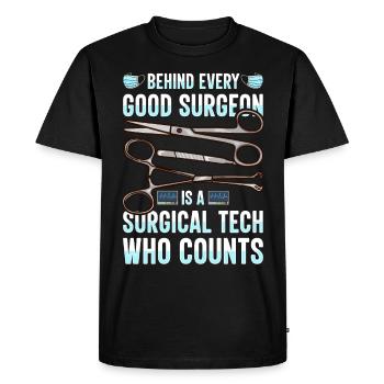 Scrub Tech Technicien chirurgical Technologue chirurgical - T-shirt Premium bio Homme - noir - Devant - Nico (187cm)