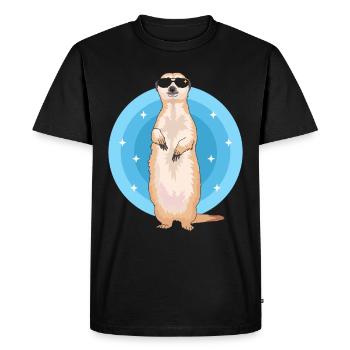 Suricate cool | Drôle de cadeau suricate - T-shirt Premium bio Homme - noir - Devant - Nico (187cm)