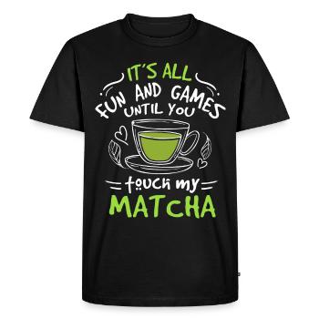 Amateurs de thé vert Boisson japonaise Matcha Latte - T-shirt Premium bio Homme - noir - Devant - Nico (187cm)