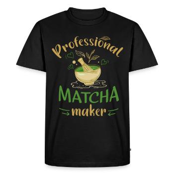 Amateurs de thé vert Boisson japonaise Matcha Latte - T-shirt Premium bio Homme - noir - Devant - Nico (187cm)