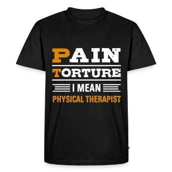 Emploi de physiothérapeute PT Physiotherapy - T-shirt Premium bio Homme - noir - Devant - Nico (187cm)