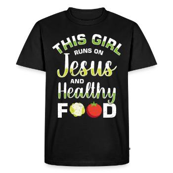 Vegan Vegetarian Food Diet - Men's Premium Organic T-Shirt - black - Front - Nico (187cm)