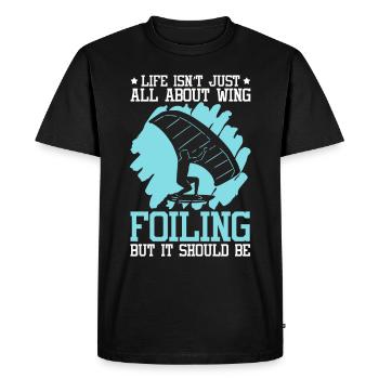 Wingsurfing Foil Wing Wing Boarding Wing Foiling - T-shirt Premium bio Homme - noir - Devant - Nico (187cm)