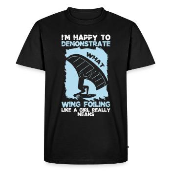 Wingsurfing Foil Wing Wing Boarding Wing Foiling - T-shirt Premium bio Homme - noir - Devant - Nico (187cm)