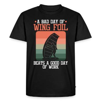 Wingsurfing Foil Wing Wing Boarding Wing Foiling - T-shirt Premium bio Homme - noir - Devant - Nico (187cm)