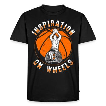 Joueur de basket-ball en fauteuil roulant handicapé - T-shirt Premium bio Homme - noir - Devant - Nico (187cm)
