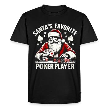 Père Noël Père Noël joueur de poker - T-shirt Premium bio Homme - noir - Devant - Nico (187cm)