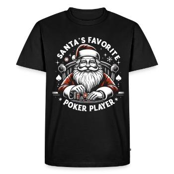 Père Noël Père Noël joueur de poker - T-shirt Premium bio Homme - noir - Devant - Nico (187cm)