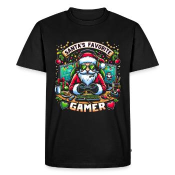 Noël Gaming Père Noël Gamer - T-shirt Premium bio Homme - noir - Devant - Nico (187cm)