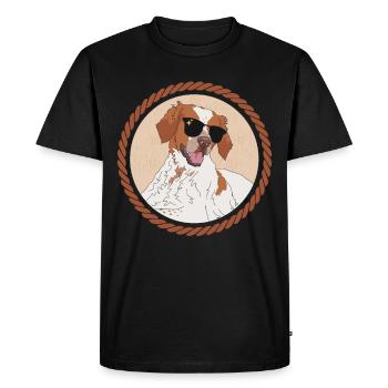 Bretagne Epagneul Breton chiens d’arrêt cadeau - T-shirt Premium bio Homme - noir - Devant - Nico (187cm)