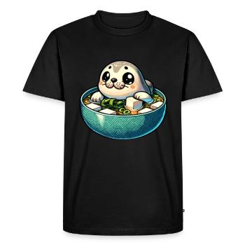 Animal Marin, Animal Marin, Océan, Miso, Soupe, Sceau - T-shirt Premium bio Homme - noir - Devant - Nico (187cm)