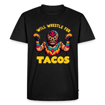 Lutteur mexicain Lucha Libre Taco - T-shirt Premium bio Homme - noir - Devant - Nico (187cm)