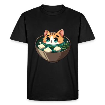 Miso soup cat lover - Men's Premium Organic T-Shirt - black - Front - Nico (187cm)
