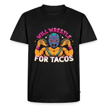 Lutteur mexicain Lucha Libre Taco - T-shirt Premium bio Homme - noir - Devant - Nico (187cm)