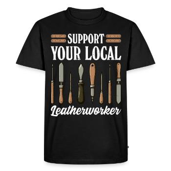 Leatherwork, Stamping, Craftsman, Leatherworker - Men's Premium Organic T-Shirt - black - Front - Nico (187cm)