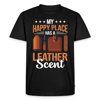 Leatherwork Enthusiast Leather Embossing - Men's Premium Organic T-Shirt - black - Front - Nico (187cm)