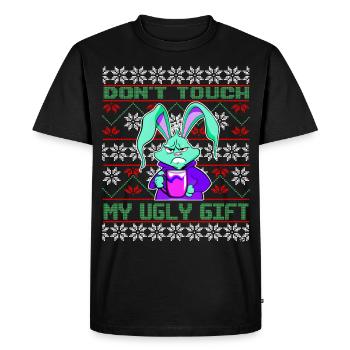Ne touche pas à mon vilain cadeau, Funny Bunny - T-shirt Premium bio Homme - noir - Devant - Nico (187cm)