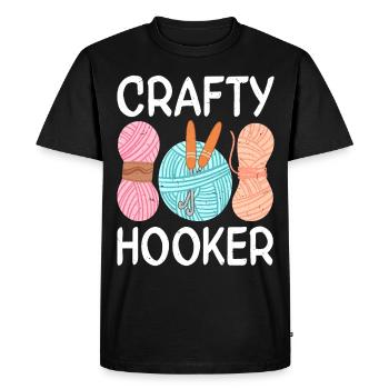 Crochet Lover Funny Loop & Hook Design - Men's Premium Organic T-Shirt - black - Front - Nico (187cm)