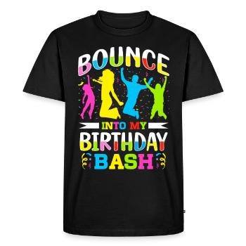 Fête d’anniversaire trampoline - T-shirt Premium bio Homme - noir - Devant - Nico (187cm)