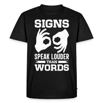Langue des signes sourd-muet - T-shirt Premium bio Homme - noir - Devant - Nico (187cm)