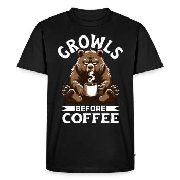 Grumpy Bear With Coffee Morning Mood - Men's Premium Organic T-Shirt - black - Front - Nico (187cm)