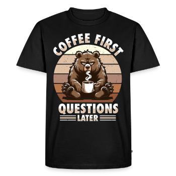 Grumpy Bear With Coffee Morning Mood - Men's Premium Organic T-Shirt - black - Front - Nico (187cm)